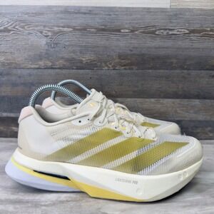 Adidas Adizero Boston 13 Women Size 7 Running Shoes Cream Yellow JS4652